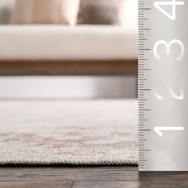 Nuloom Ellamae Faded Medallion Machine Washable Area Rug Beige