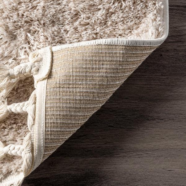 Nuloom Elliot Abstract Cloud Shag Tassel Area Rug Beige