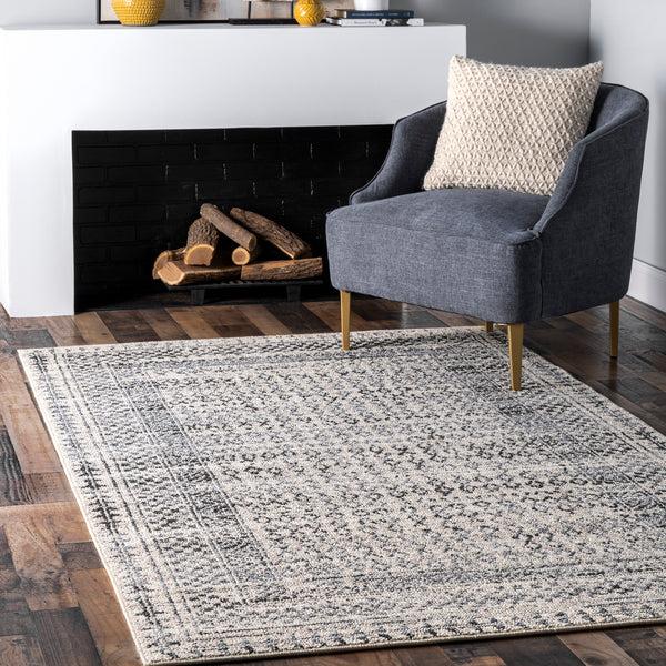 Nuloom Elodie Distressed Diamonds Area Rug Light Gray
