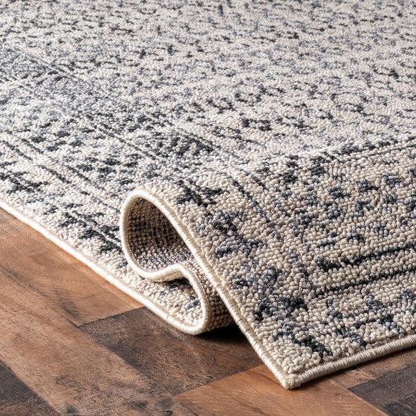 Nuloom Elodie Distressed Diamonds Area Rug Light Gray