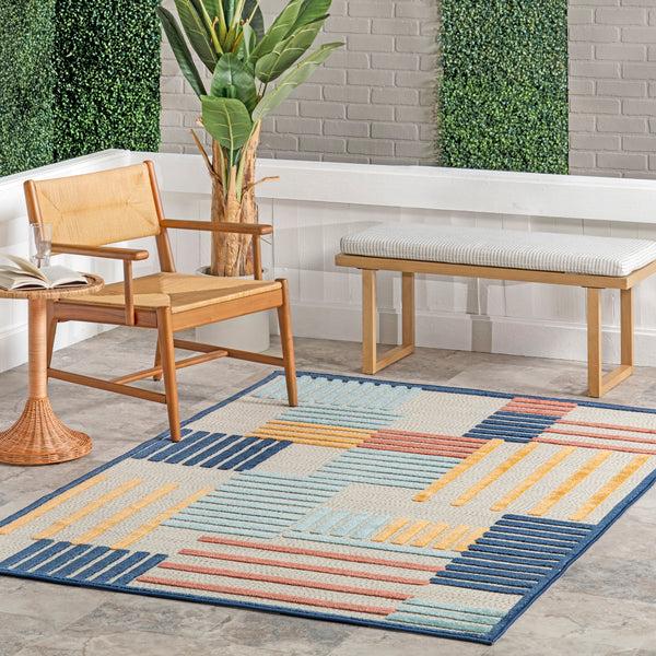 Nuloom Enya High-Low Striped Indoor/Outdoor Area Rug Blue