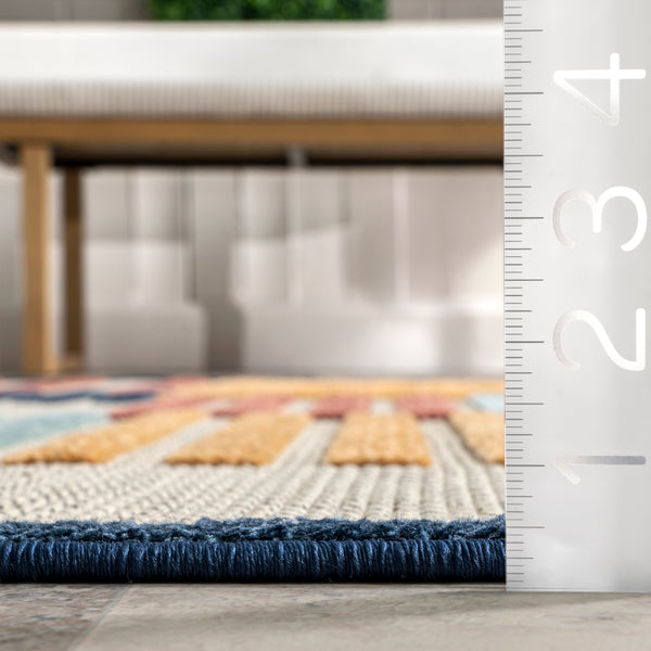 Nuloom Enya High-Low Striped Indoor/Outdoor Area Rug Blue