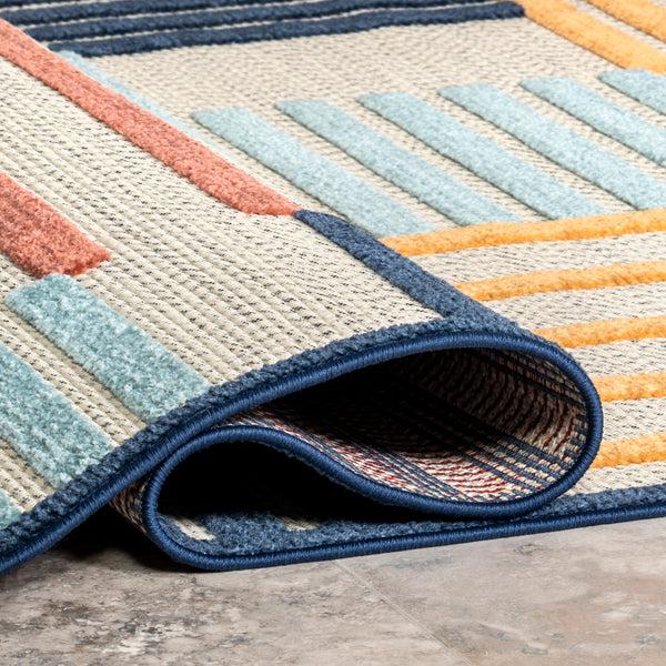 Nuloom Enya High-Low Striped Indoor/Outdoor Area Rug Blue