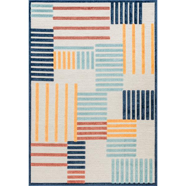 nuloom Enya High-Low Striped Indoor/Outdoor Area Rug Blue