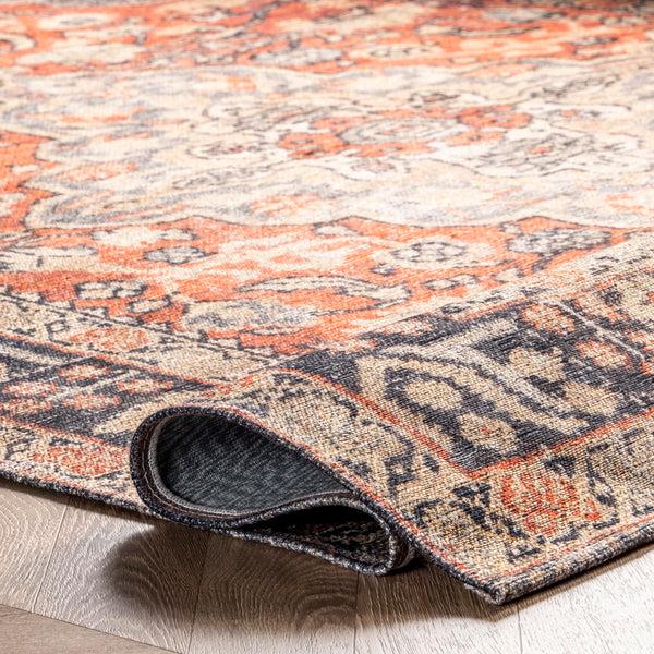 Nuloom Esmeralda Printed Floral Medallion Flatweave Area Rug Orange