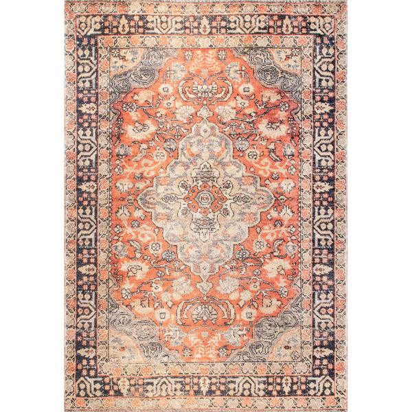 nuloom Esmeralda Printed Floral Medallion Flatweave Area Rug Orange
