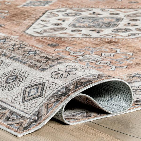 Nuloom Evelina Traditional Stain Repellent Machine Washable Area Rug Rust