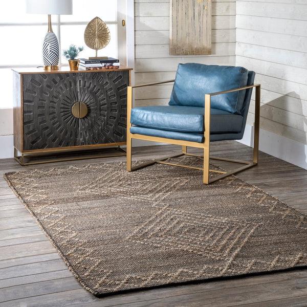 Nuloom Everlee Diamond Border Jute Area Rug Natural