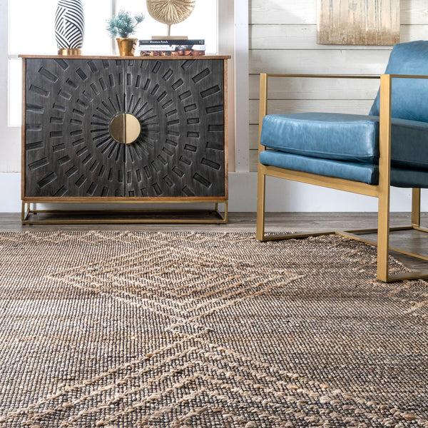 Nuloom Everlee Diamond Border Jute Area Rug Natural