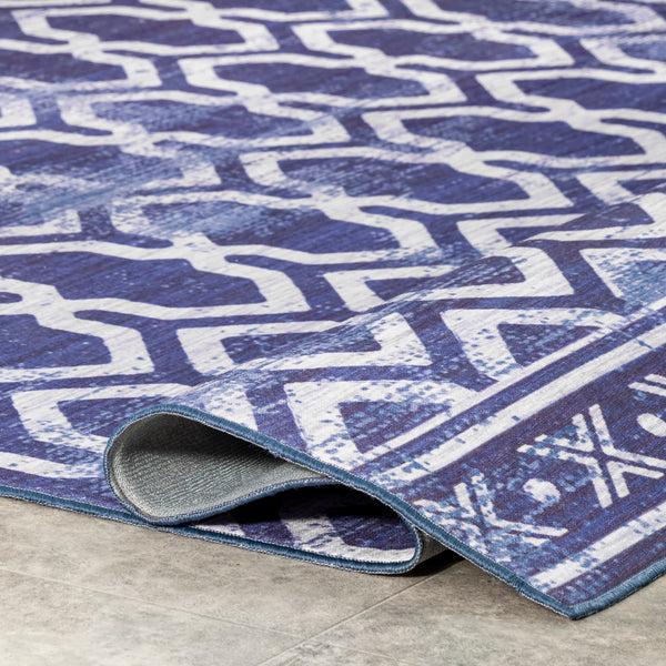 Nuloom Fae Geometric Machine Washable Indoor/Outdoor Area Rug Blue