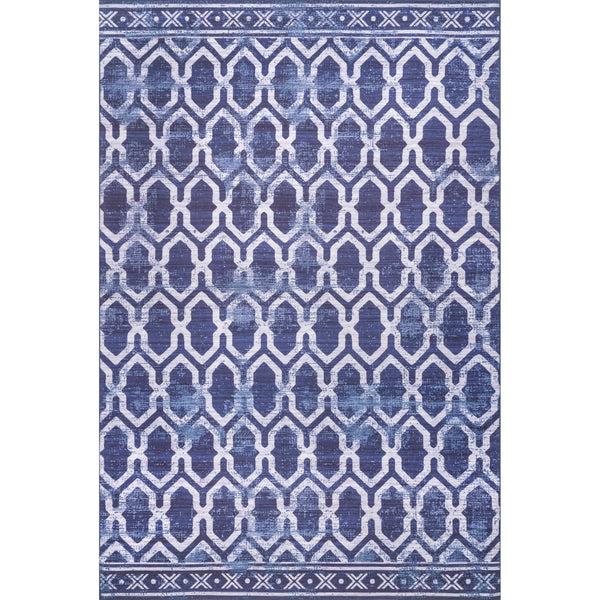 nuloom Fae Geometric Machine Washable Indoor/Outdoor Area Rug Blue
