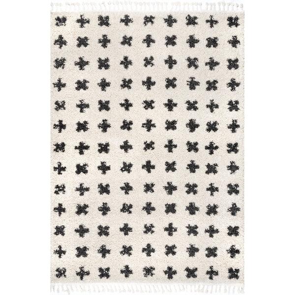 nuloom Fatima Cross Cozy Shag Tassel Area Rug Off White