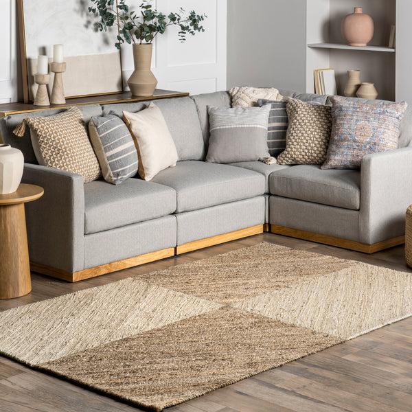 Nuloom Felicia Coastal Geometric Jute Area Rug Natural