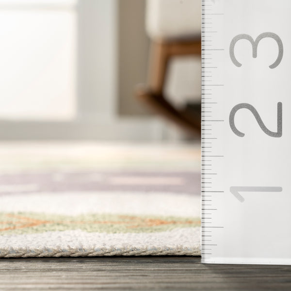 Nuloom Felipa Safari Machine Washable Kids Area Rug White Multi