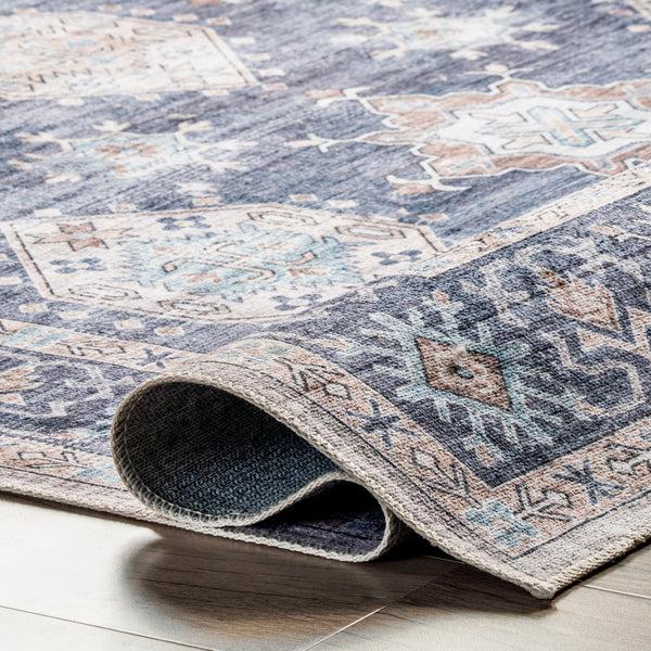 Nuloom Finley Machine Washable Vintage Distressed Area Rug Navy