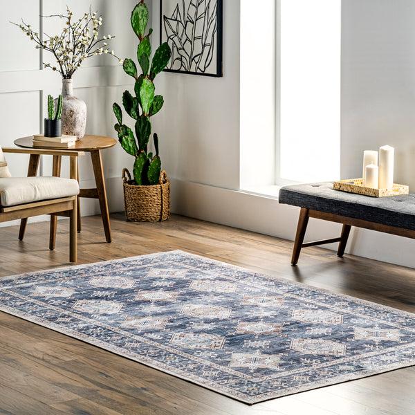 Nuloom Finley Machine Washable Vintage Distressed Area Rug Navy