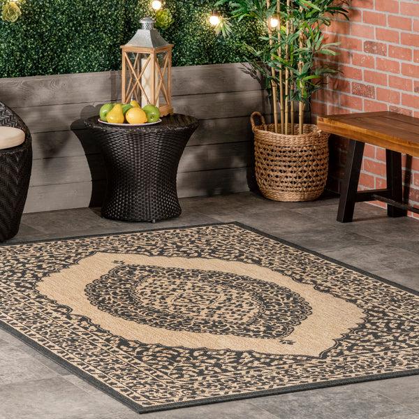Nuloom Fiona Medallion Indoor/Outdoor Area Rug Charcoal