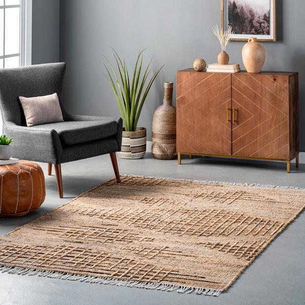 Nuloom Flor Flatweave Tassled Jute Area Rug Natural