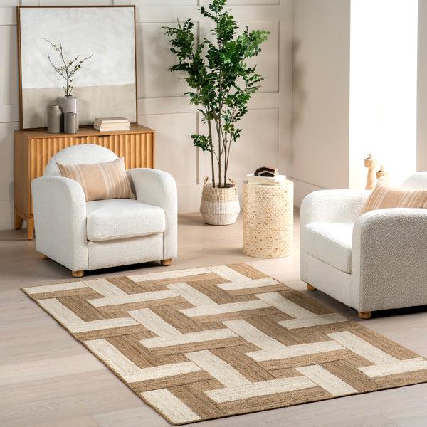 Nuloom Florentina Geometric Links Jute Area Rug Natural