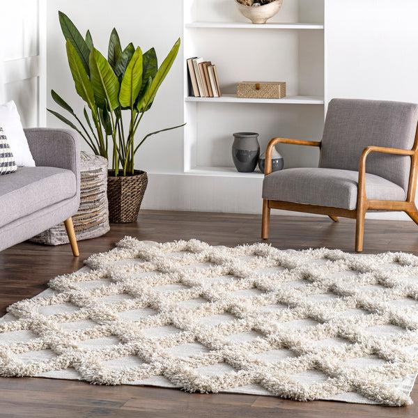 Nuloom Francene Diamond Trellis Shag Area Rug Ivory
