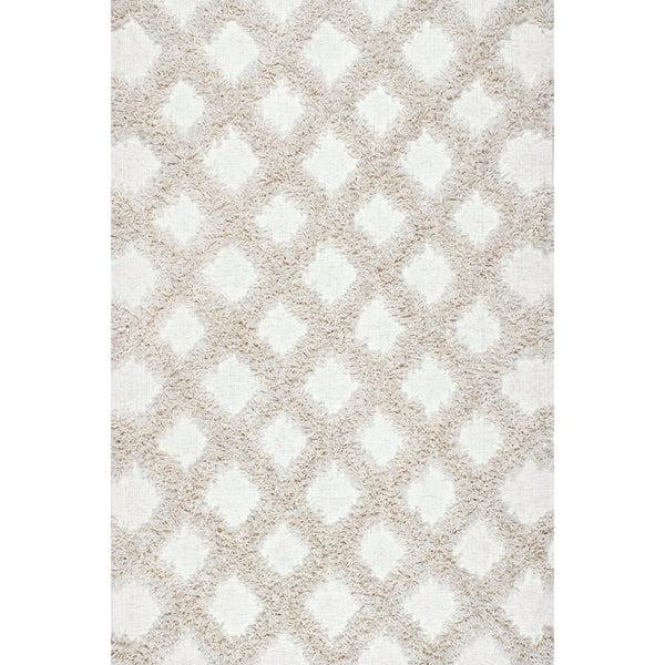 nuloom Francene Diamond Trellis Shag Area Rug Ivory