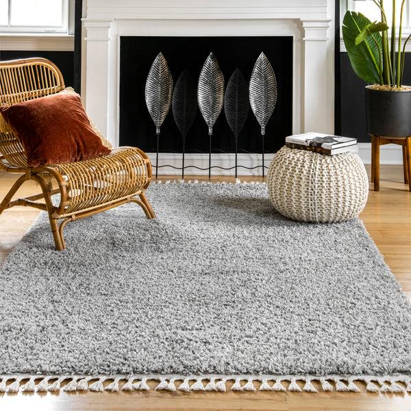 Nuloom Gelina Soft Shaggy Tassel Area Rug Light Grey
