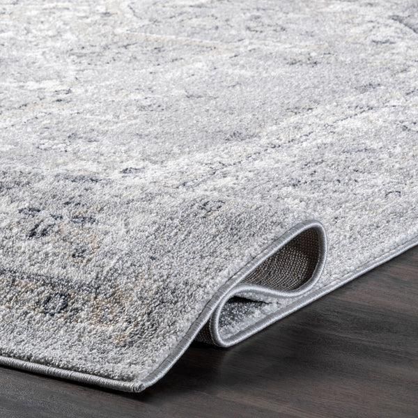 Nuloom Gena Distressed Transitional Medallion Area Rug Light Grey
