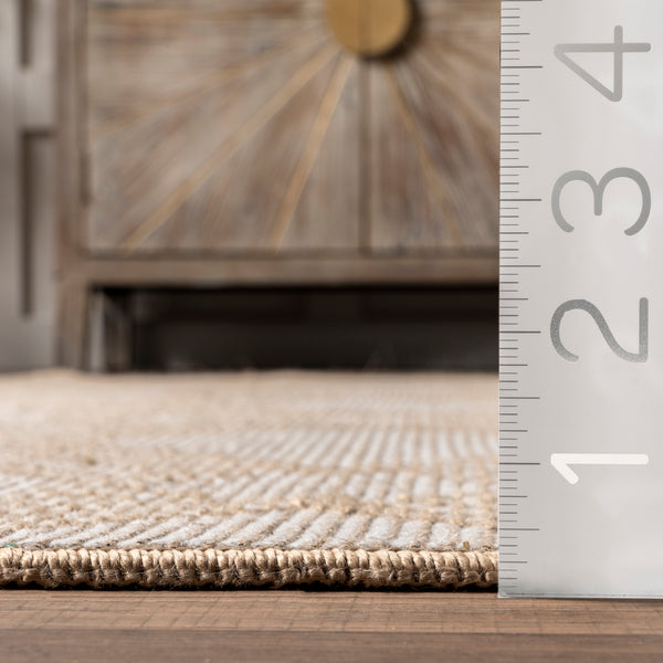 Nuloom Geometric Trellis Jute Fringe Area Rug Ivory