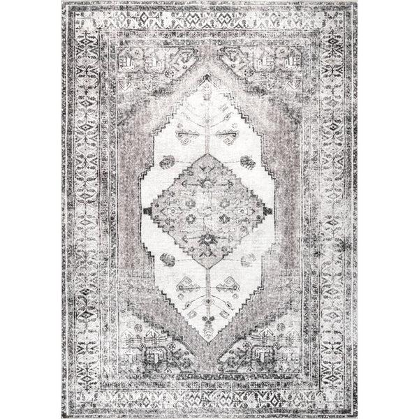 nuloom Gladys Machine Washable Vintage Medallion Area Rug Light Gray