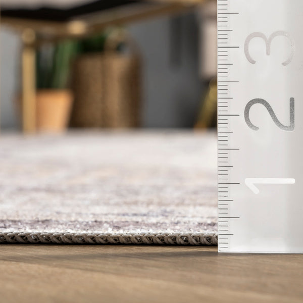 Nuloom Glenda Machine Washable Faded Medallion Area Rug Light Grey