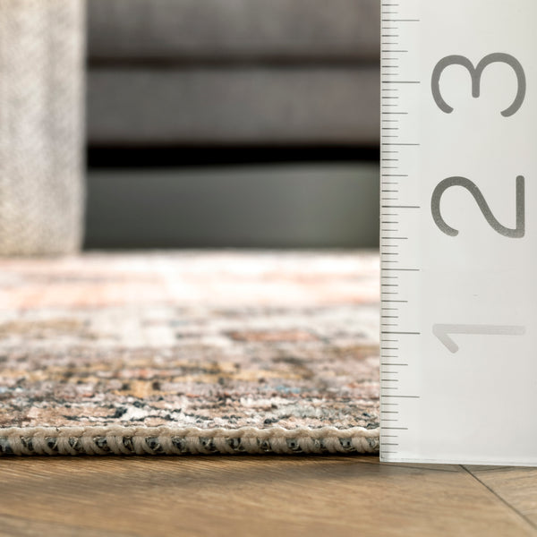 Nuloom Gracie Distressed Medallion Machine Washable Area Rug Peach