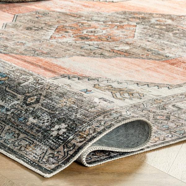 Nuloom Gracie Distressed Medallion Machine Washable Area Rug Peach