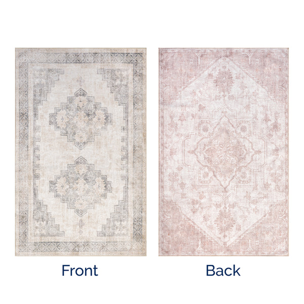 Nuloom Hadlee Distressed Reversible Machine Washable Area Rug Beige