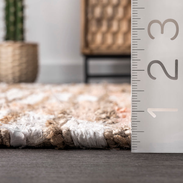 Nuloom Hand Braided Marla Denim And Jute Diamonds Ivory