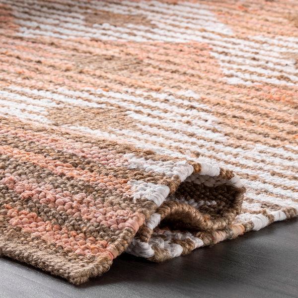 Nuloom Hand Braided Marla Denim And Jute Diamonds Ivory