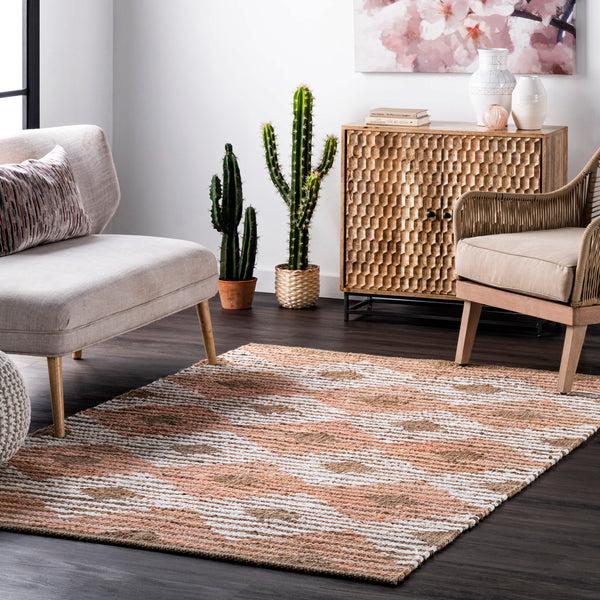 Nuloom Hand Braided Marla Denim And Jute Diamonds Ivory