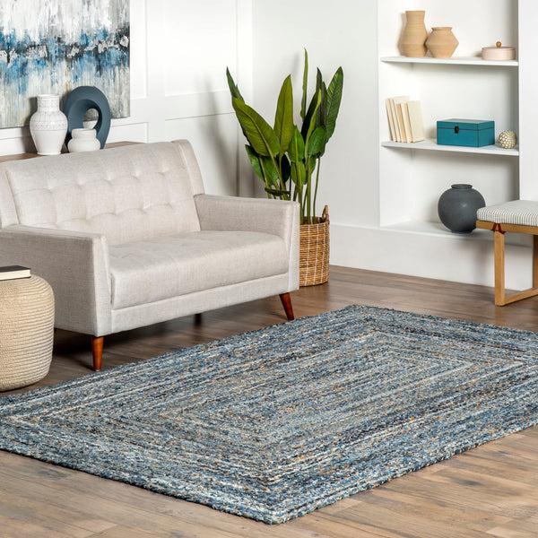Nuloom Hand Braided Otelia Denim And Jute Area Rug Blue