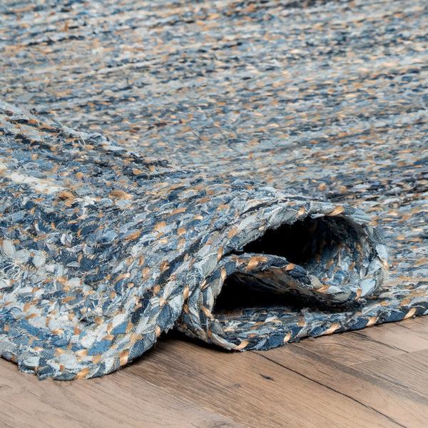 Nuloom Hand Braided Otelia Denim And Jute Area Rug Blue