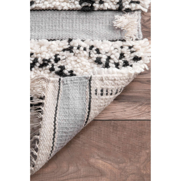 Nuloom Hand Knotted Yelena Trellis Shag Area Rug Silver