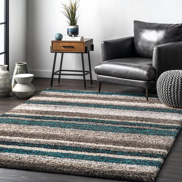Nuloom Hand Tufted Classie Shag Area Rug Blue Multi