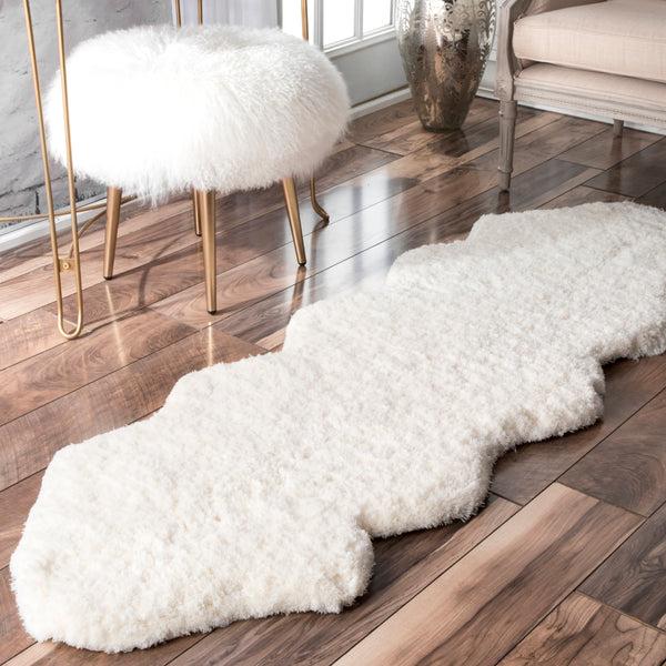 nuloom Hand Tufted Double Pelt Faux Sheepskin Area Rug Natural
