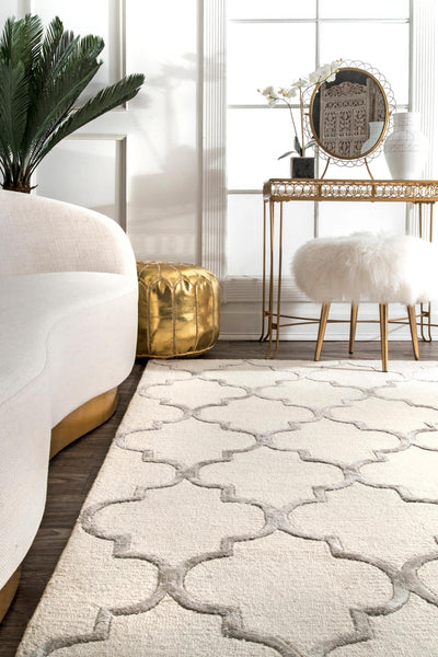 Nuloom Hand Tufted Park Avenue Trellis Area Rug Ivory