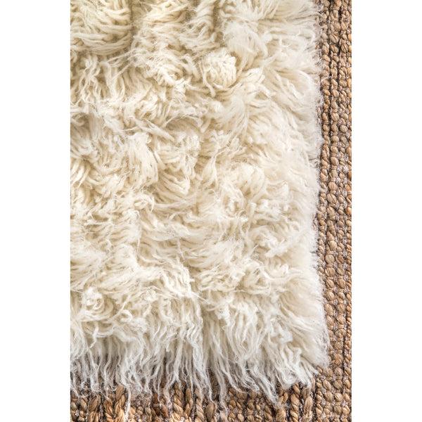 Nuloom Hand Woven Genuine Greek Flokati Shag Area Rug Natural