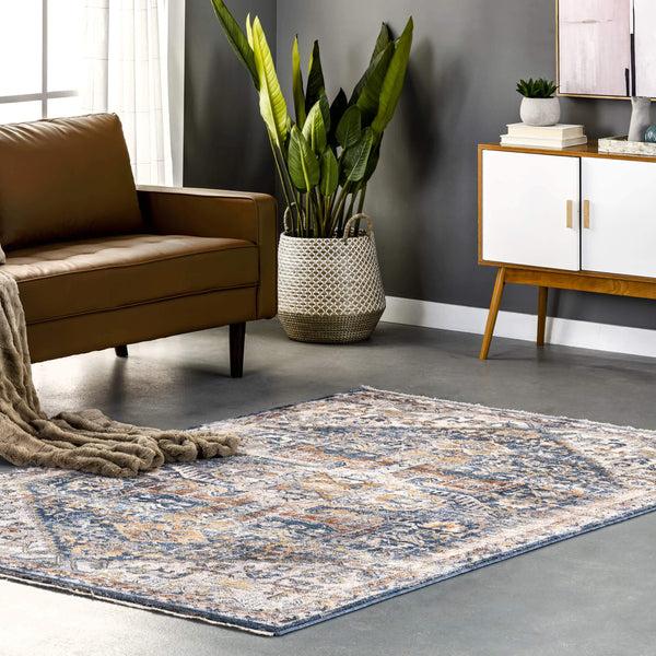 Nuloom Hannah Distressed Traditional Medallion Fringe Area Rug Blue