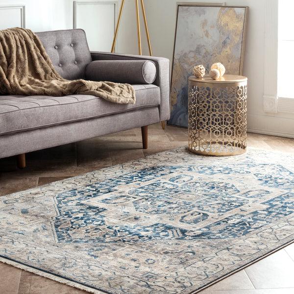 Nuloom Harriet Vintage Medallion Fringe Area Rug Gray