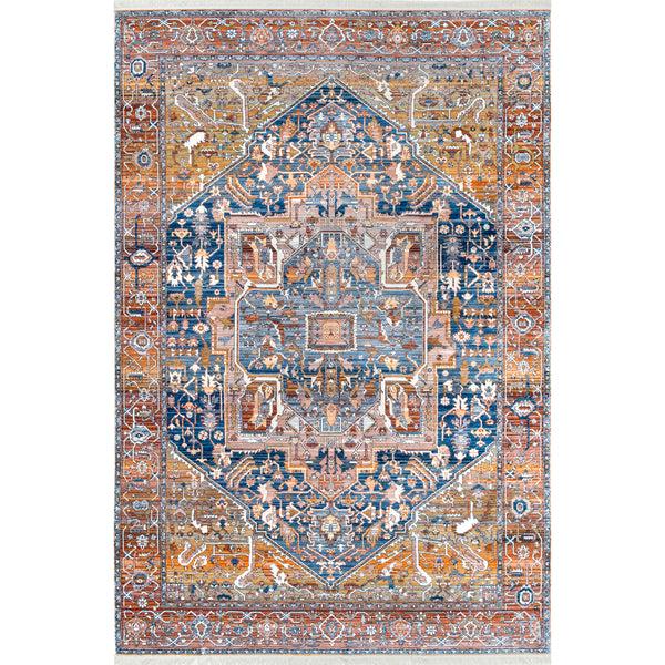 nuloom Harriet Vintage Medallion Fringe Area Rug Rust