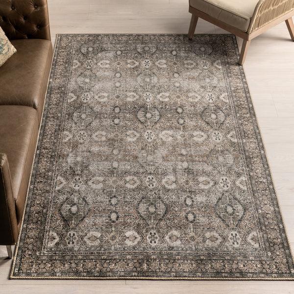 Nuloom Hillstone Collection Aether Traditional Vintage Medallion Area Rug Brown
