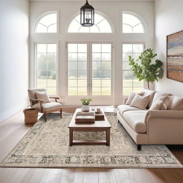 Nuloom Hillstone Collection Brinly Traditional Vintage Medallion Area Rug Grey