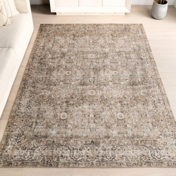 Nuloom Hillstone Collection Elinda Traditional Vintage Medallion Area Rug Dark Beige