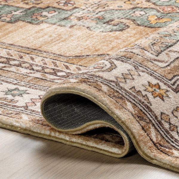 Nuloom Hollyn Vintage Medallion Machine Washable Area Rug Light Brown